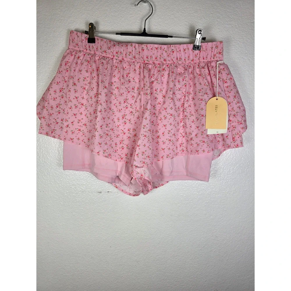 Blogilates Pink Floral Ruffle Short 1X Activewear Skort